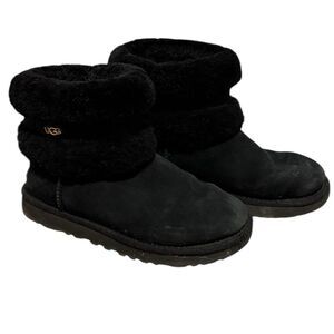 UGG Fluff Mini Belted Sherling Booties Black Size 6